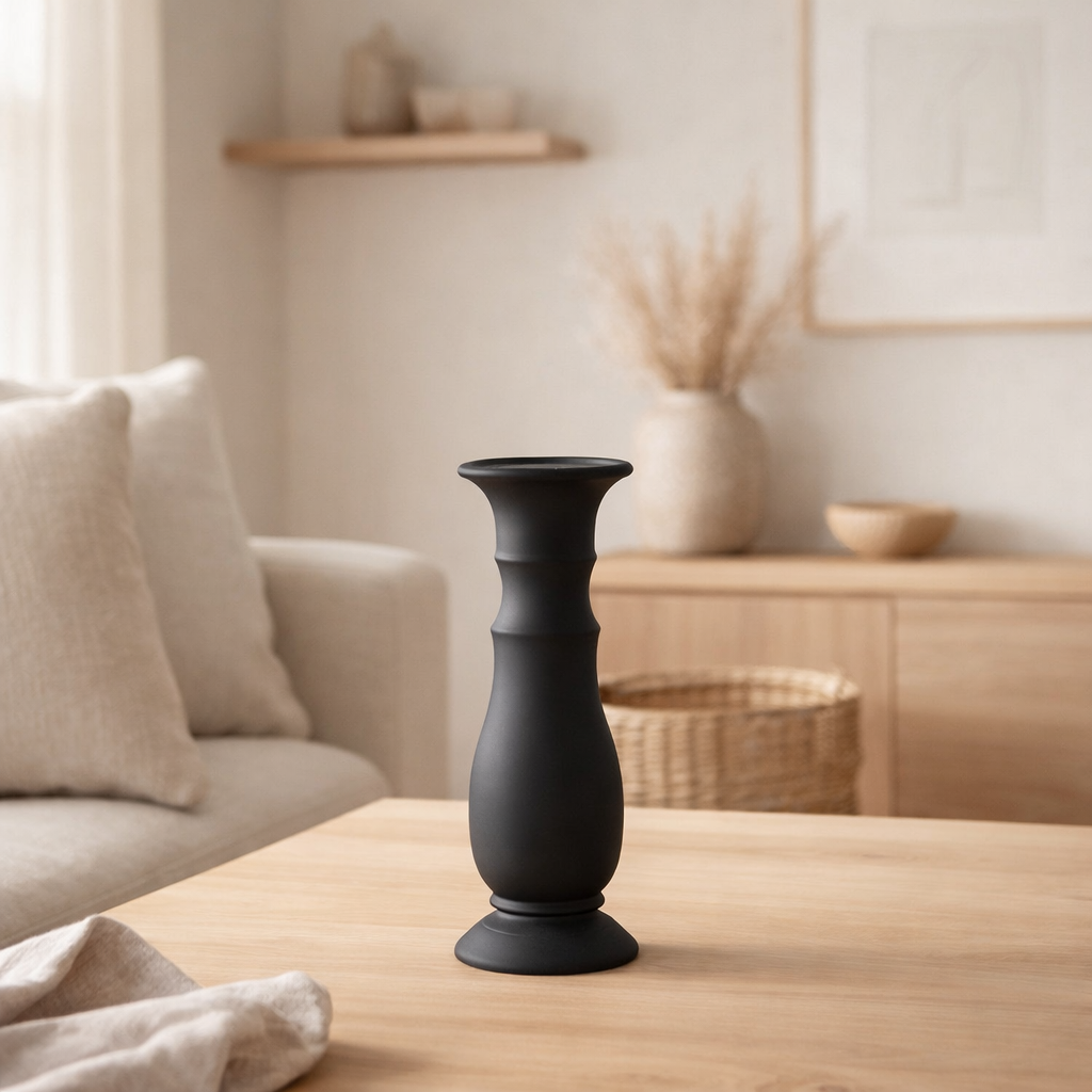 Bougeoir J-Line - verre - noir - petit en situation