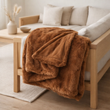 J-Line Plaid Cutie - Polyester – 180x130 cm – Sienna Bruin en situation