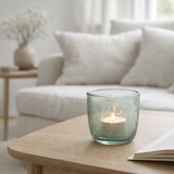 Bougeoir J-Line Bubbels - verre - aqua - petit en situation