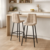 Chaise de bar J-Line Olivier - textile/métal - beige en situation