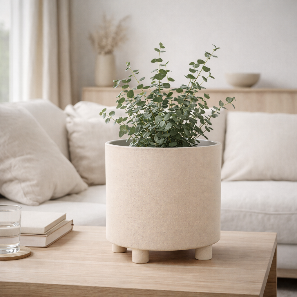 J -line Flowerpot Sand - Céramique - Beige - Grand - Ø 26 cm en situation