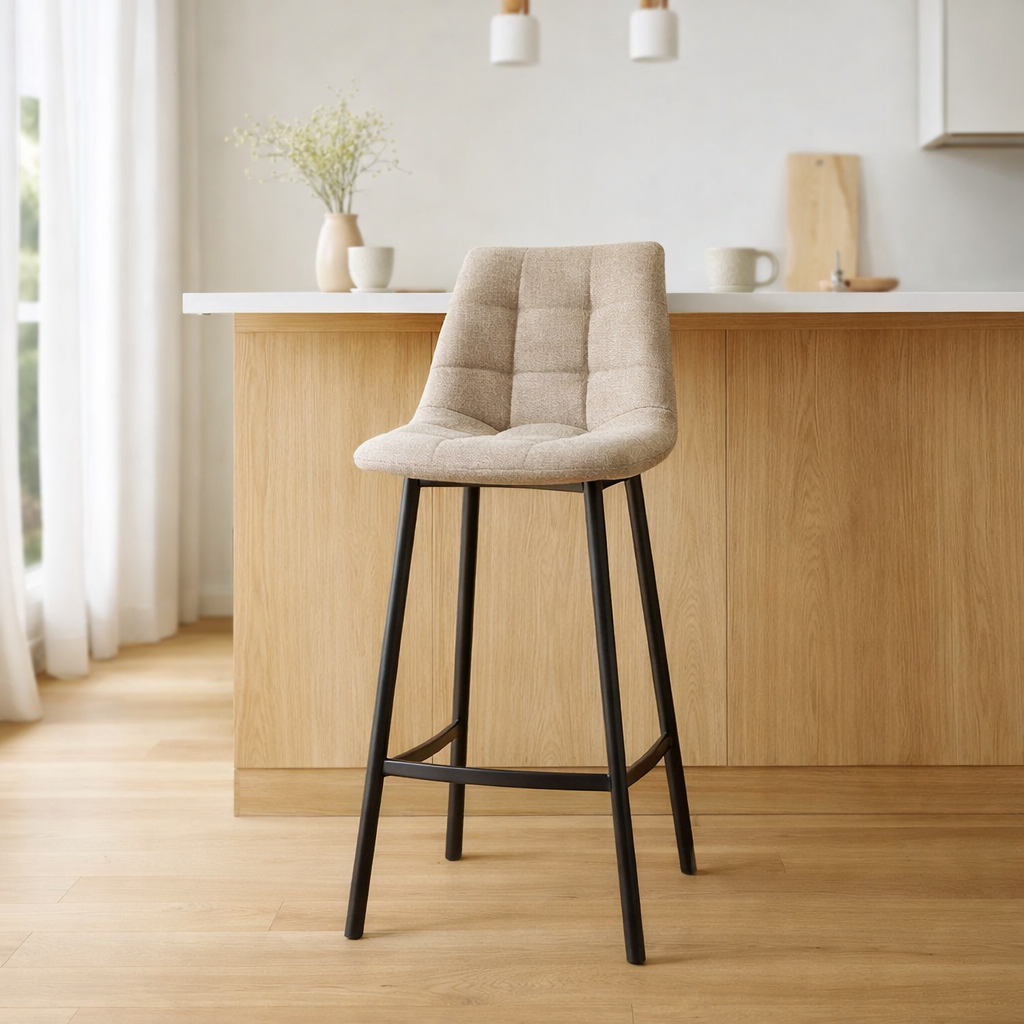 J-Line Chaise de bar Stephane Textile/Métal Beige en situation