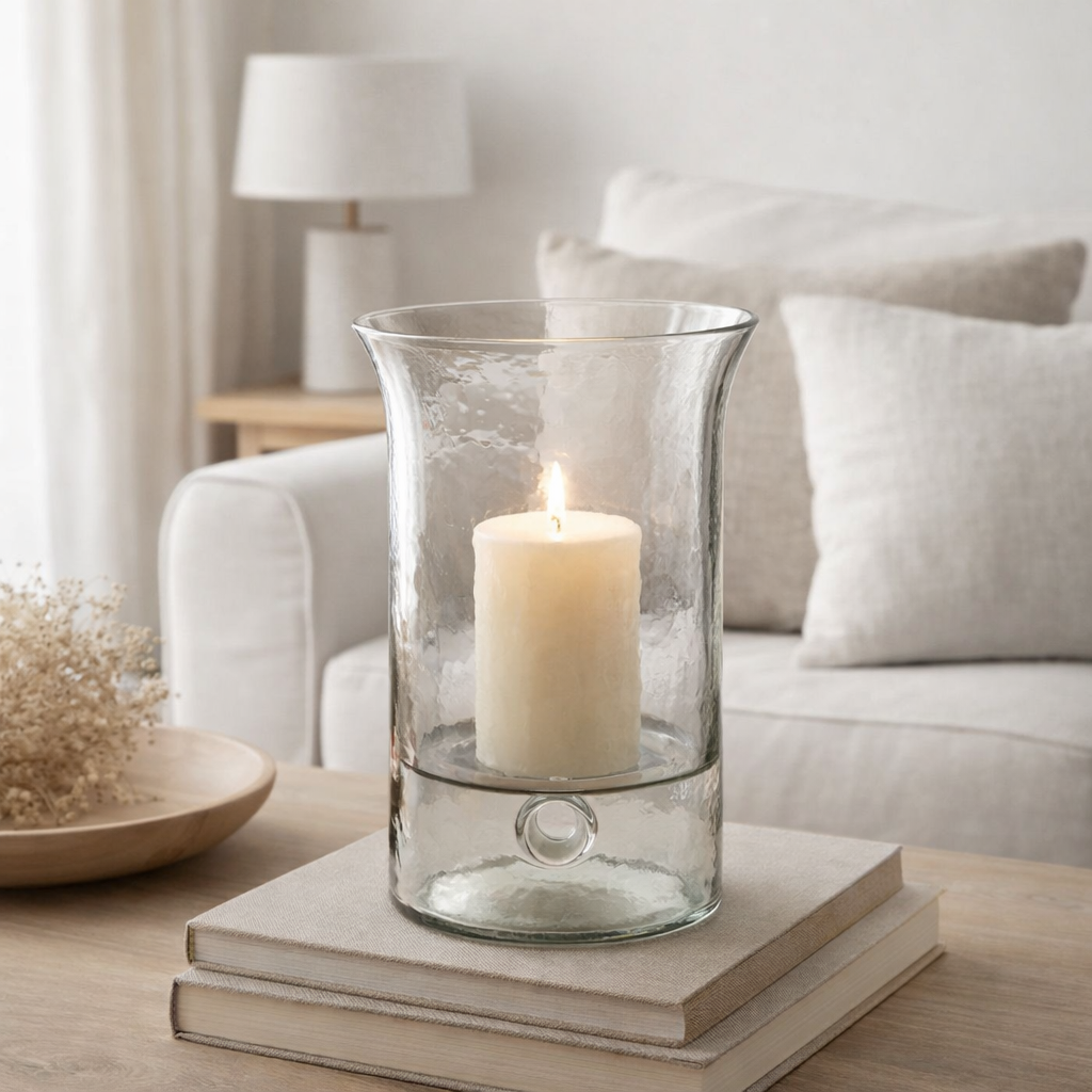 Bougeoir J-Line Plate Blurred - verre - transparent - petit en situation