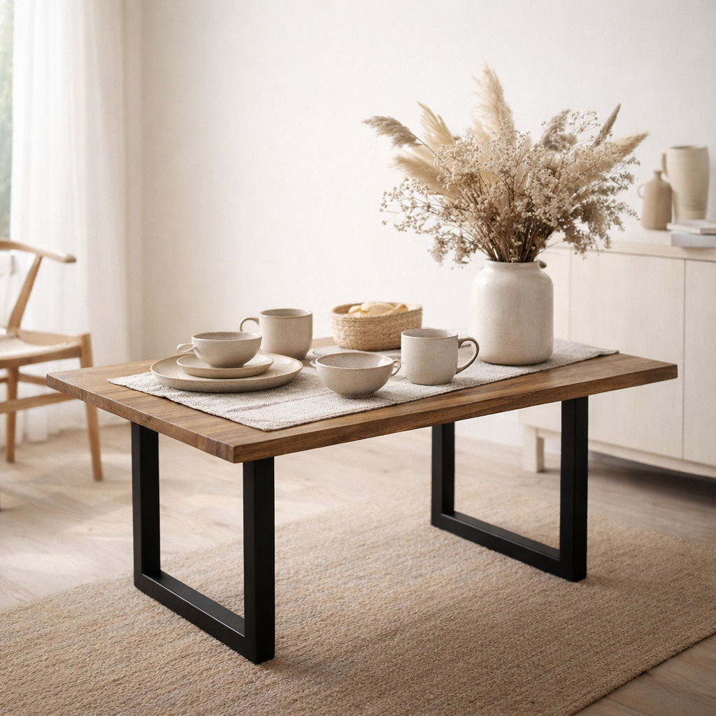 Table J-Line Pieds Rectangle - métal - noir en situation