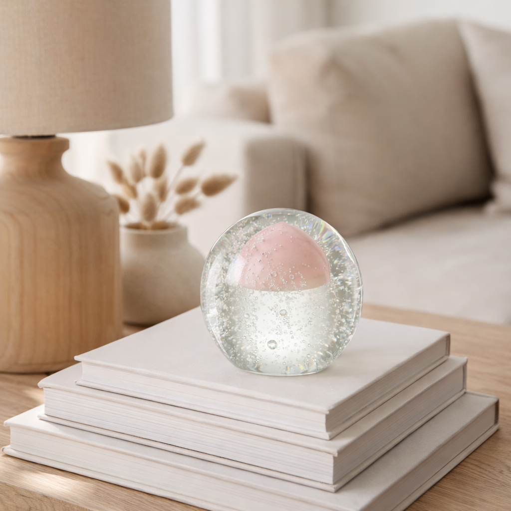J -line Presse Paper Bubble - Glass - Pink - Medium en situation