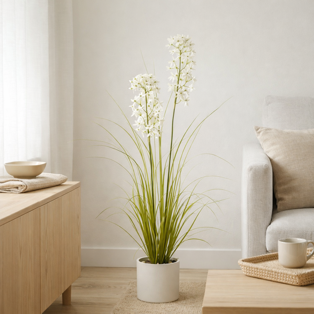 J-Line Allium en pot plastique vert/blanc moyen en situation