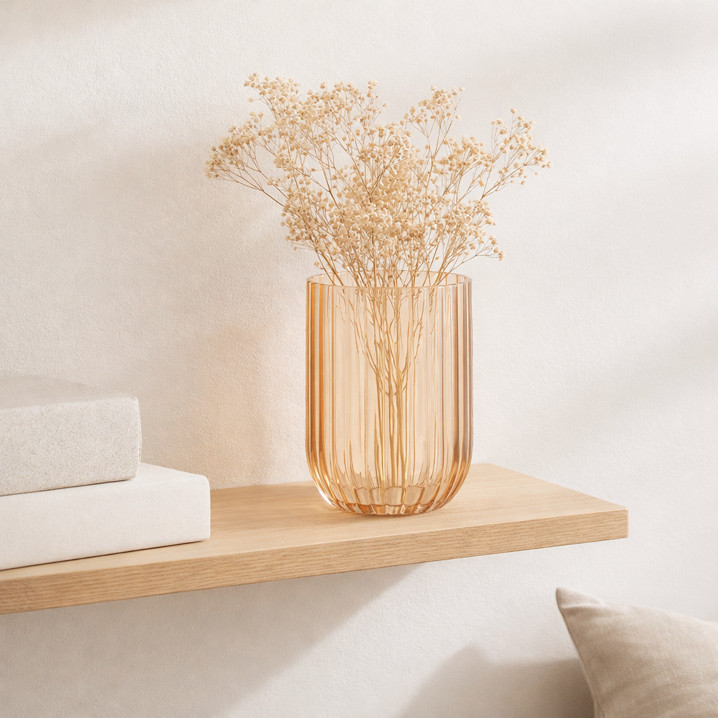 Vase J-Line Yari Stripes - verre - pêche - moyen en situation