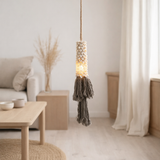 Suspension J-Line Coquillages + Coton - textile - marron foncé/naturel en situation