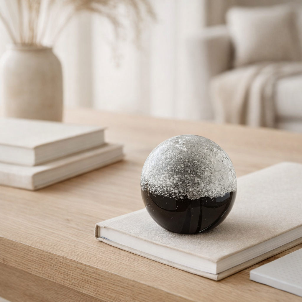 Presse-papier J-Line Layers - verre - noir/argent - grand en situation