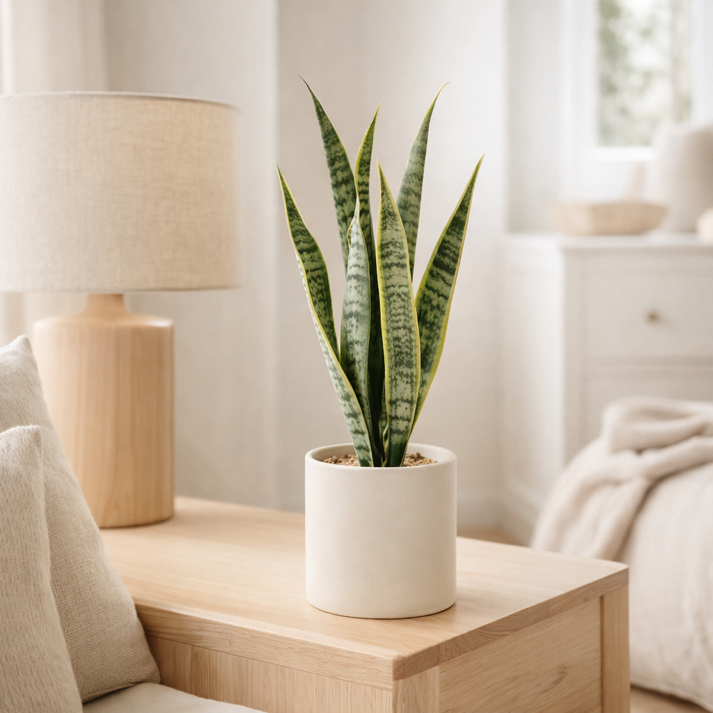 J-Line plantes Sansevieria en pot - plastique - vert - petit en situation