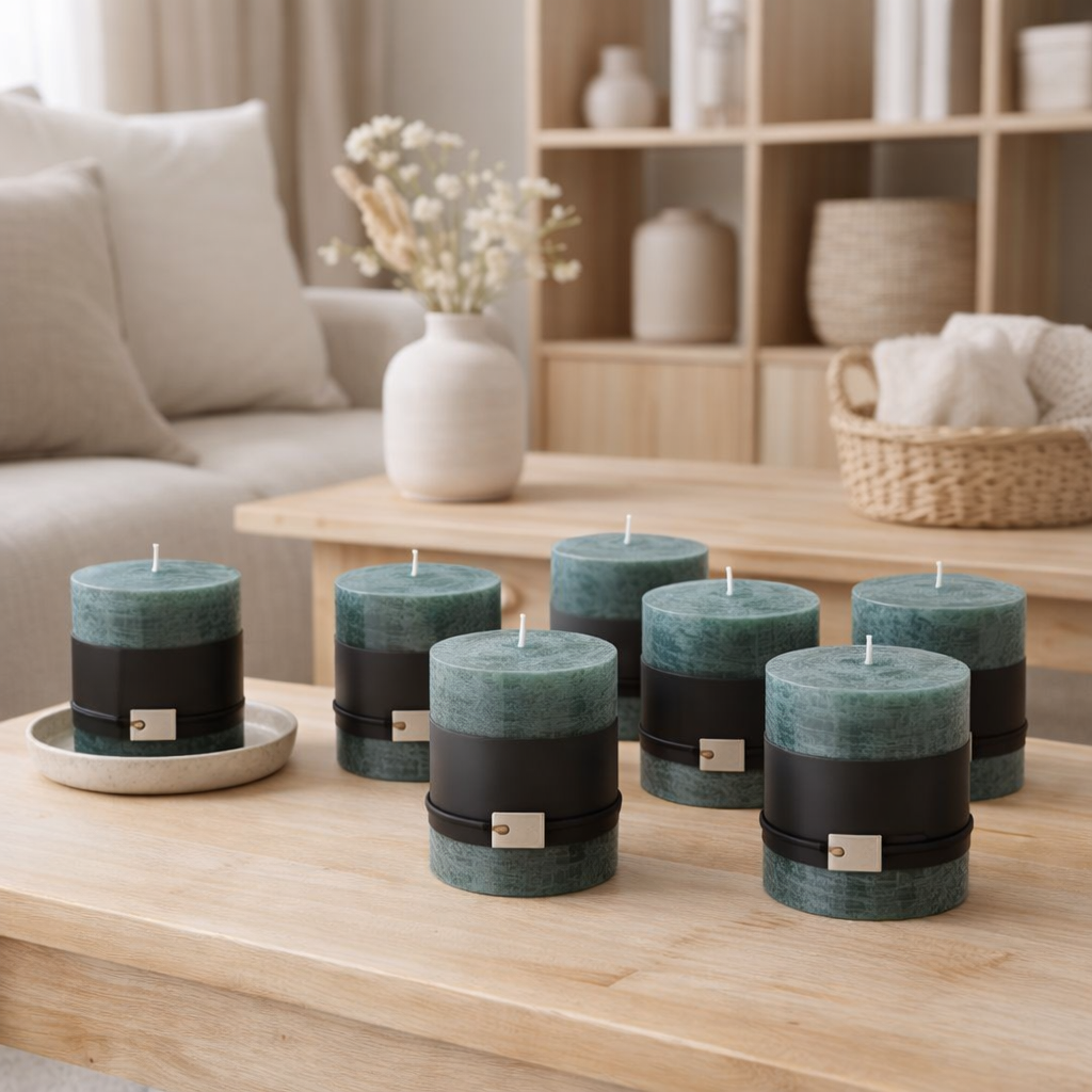 Bougie cylindrique J-Line - vert foncé - 65U en situation