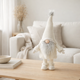 J-Line Gnome Barbe Grise Debout Wobble Textile Blanc en situation