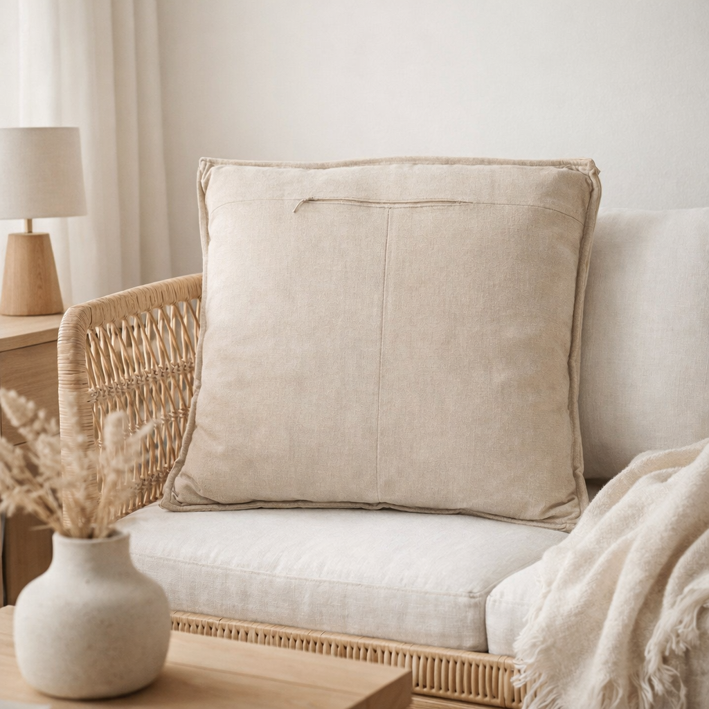 Coussin J-Line Square 1 Side - osier/textile - naturel - grand en situation