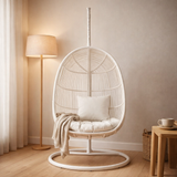 J -Line chaise suspendue ovale - acier - blanc en situation