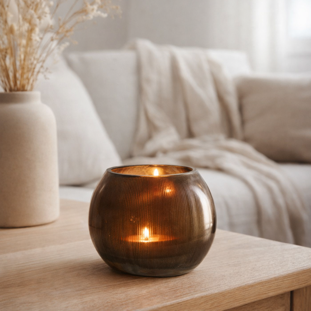 Lanterne J-Line Lines - verre - marron foncé - grande en situation