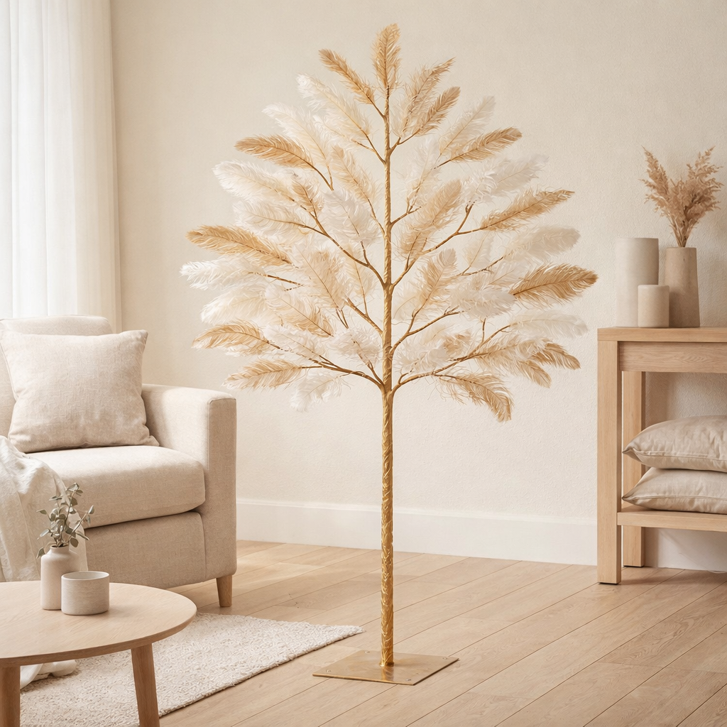 Arbre J-Line Plumes - acier - or/blanc - petit en situation