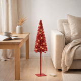 Sapin de Noël décoratif J-Line - plastique - rouge - petit - lumières LED en situation