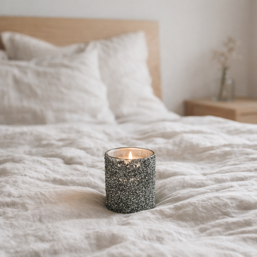 Lanterne J-Line Glitter - verre - gris - petite en situation