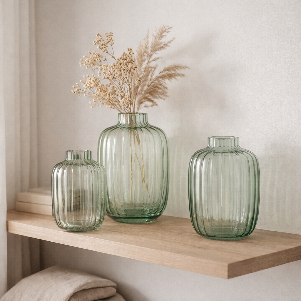 J-Stripes en vase en ligne - Verre - Green - Grand - 29,5 cm de haut en situation