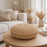 Coussin J-Line Round 1 Side - osier/textile - naturel en situation