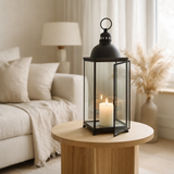 Lanterne J-Line Hagrid - verre/fer - noir - petite en situation