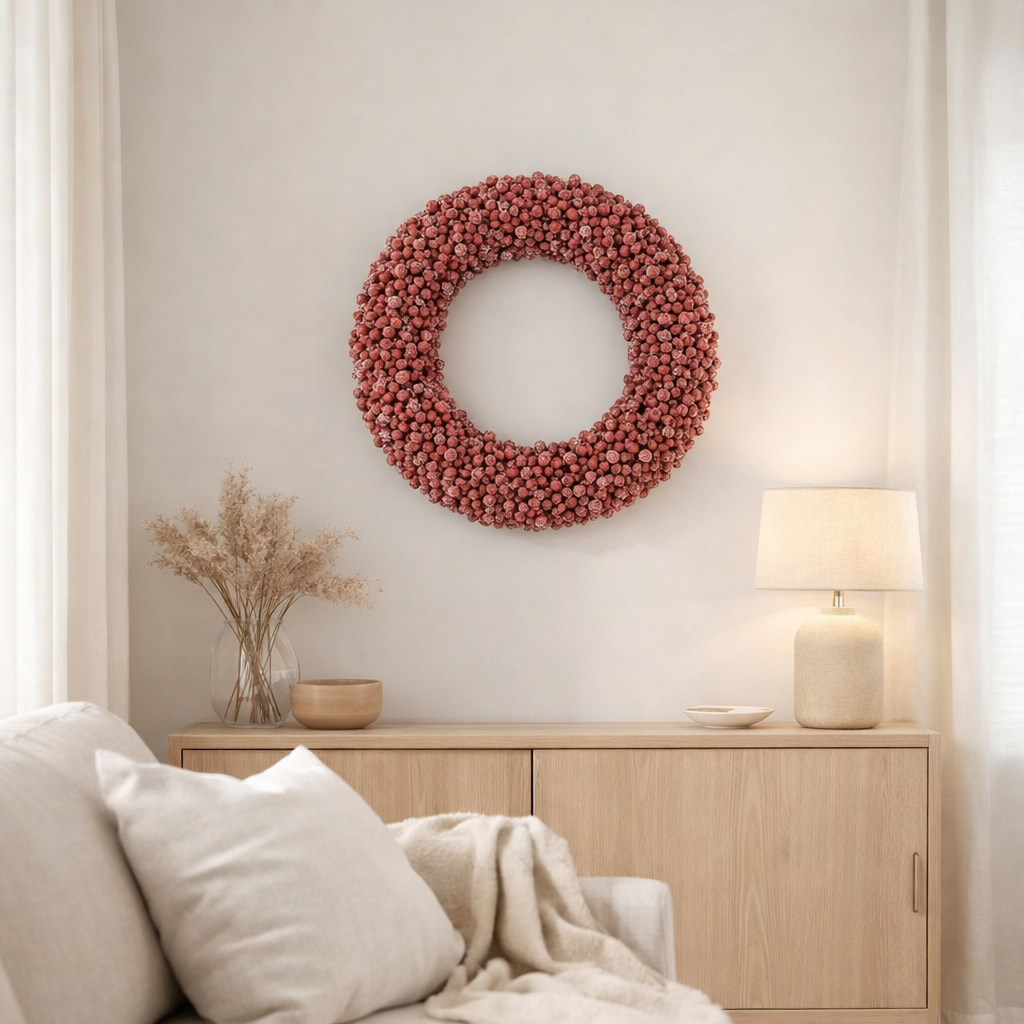 J-Line Couronne Ronde Baies Plastique Rouge Grande en situation