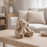 J-Line Chien+Écharpe Assis Textile Beige Medium en situation