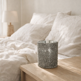 Bougeoir J-Line - photophore Glitter - verre - gris - grand en situation