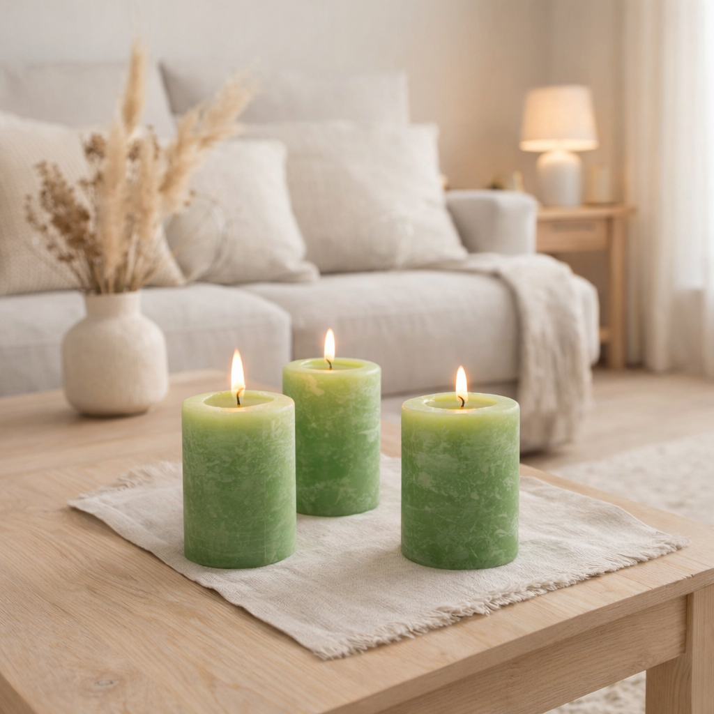 Bougie cylindrique J-Line - vert clair - moyenne - 39U en situation