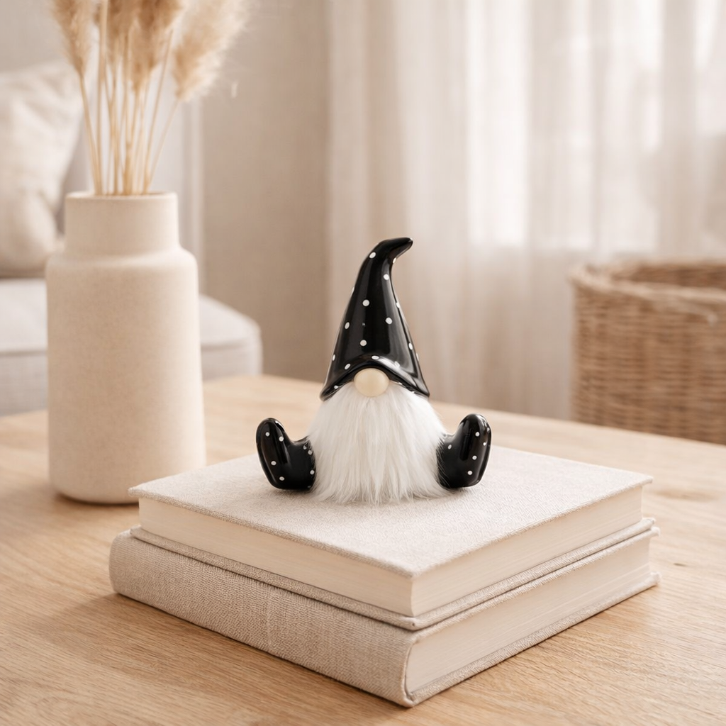 Figurines de Noël J-Line - céramique - noir/blanc - petite en situation