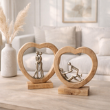 J-Line décoration Figure Couple - bois/aluminium - naturel/blanc en situation