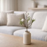 Branche de décoration J-Line Pin + Pompon - plastique - vert/blanc en situation