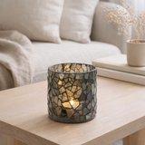 Bougeoir J-Line Mosaic - verre - gris/vert - petit en situation