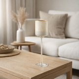 Photophore J-Line sur pied Milano - verre - blanc/or - petit en situation