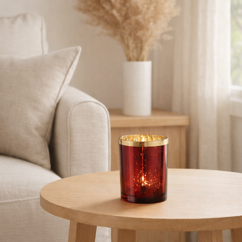 Lanterne J-Line Edge - verre - rouge/or - moyen en situation
