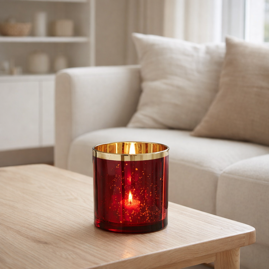Lanterne J-Line Edge - verre - or/rouge - grand en situation
