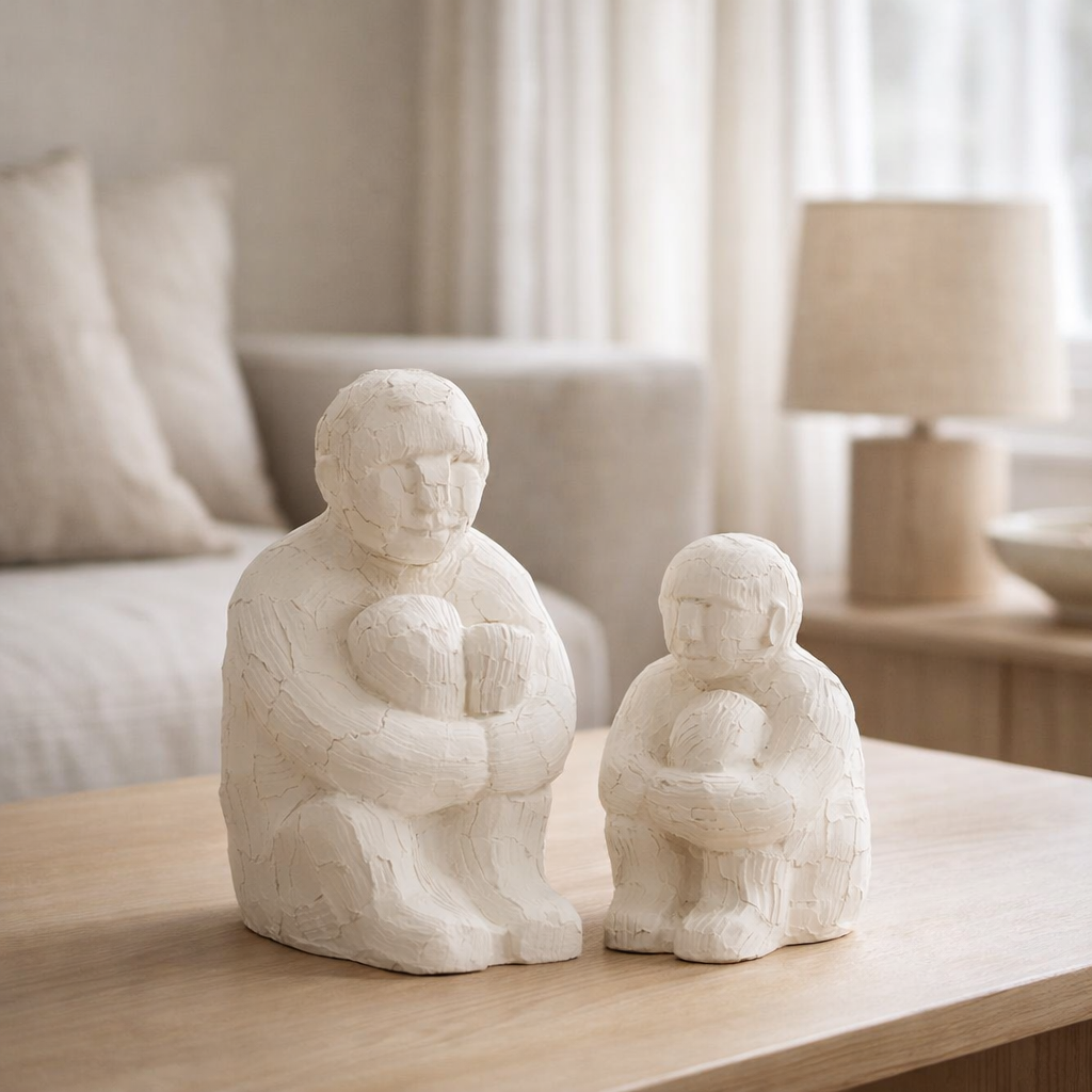 Figurine J-Line Assis Ciment Blanc Grand en situation