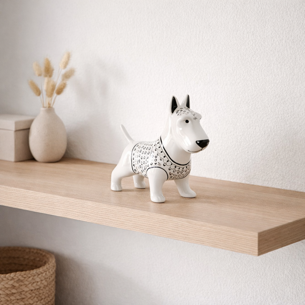 J -Liline Decoration Dog Pull - Céramique - noir / blanc - Medium en situation