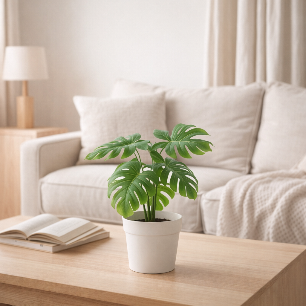 J -Liline Plante Leaf Philon dans le pot - Plastic - vert / blanc - Medium en situation