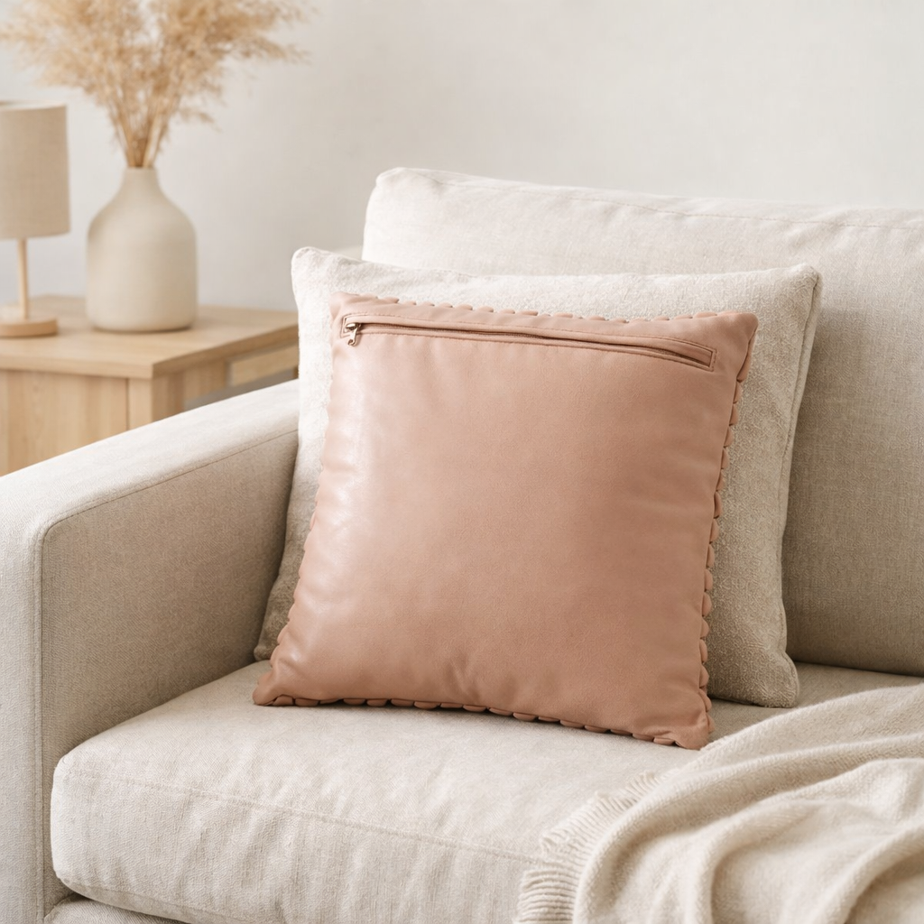 J-Line coussin Schub Square - cuir - rose en situation