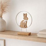 J -line Decoration Rabbit Strik in Round - Wood / Fer - White / Naturel - S en situation
