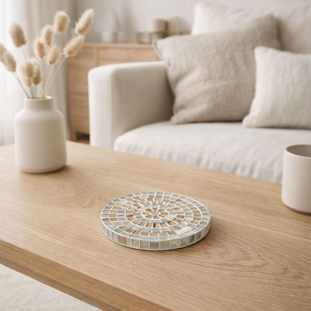 J -Line Plateau Mosaic - Tray - Glass - Silver / Gold - Small en situation
