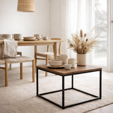 Table d'appoint J-Line - bois/métal - marron/noir en situation