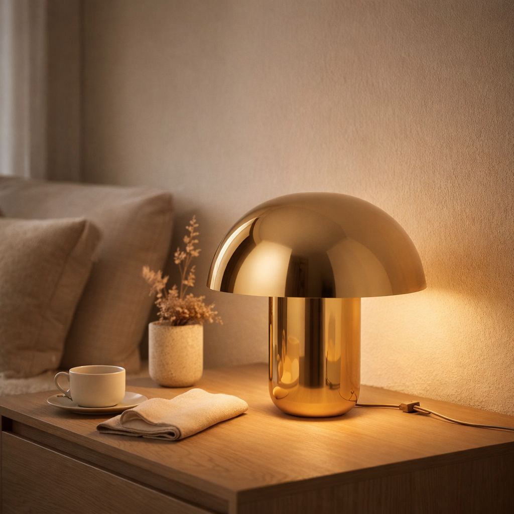 J-Table Table Champignon de lampe - Fer - Gold - Small en situation