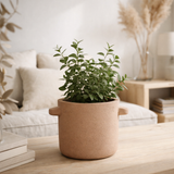 Pot de fleurs J-Line Gustave - ciment - marron clair - Ø 16 cm en situation