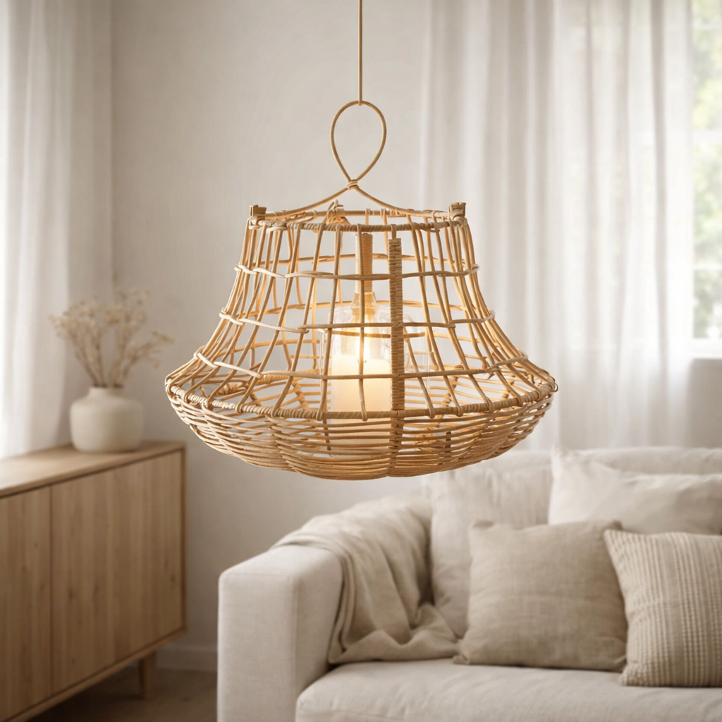 Lanterne J-Line Suspendue Haute - rotin - naturel en situation