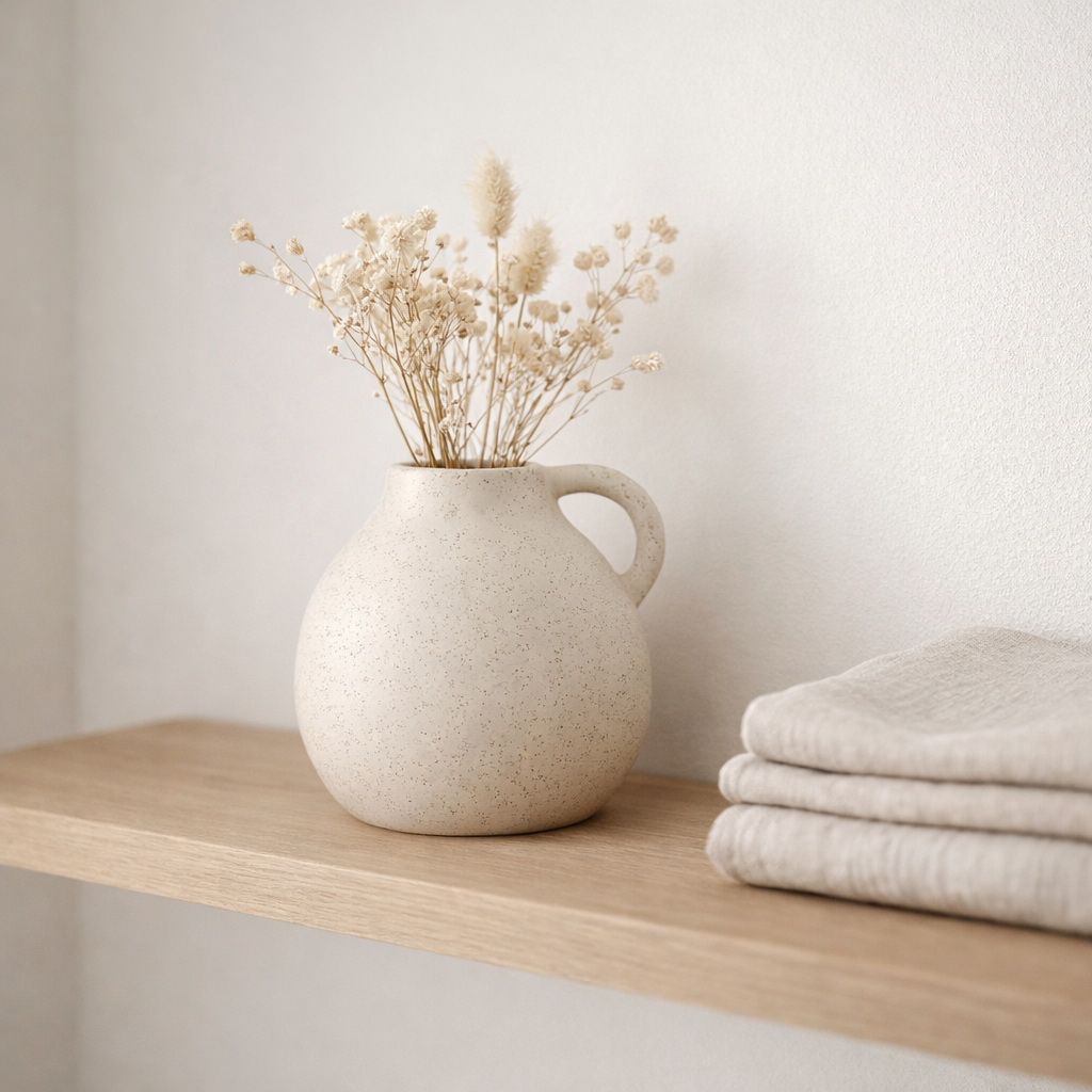 J-Line Vase Jug - Ceramics - Beige - Small - Ø 14,5 cm en situation