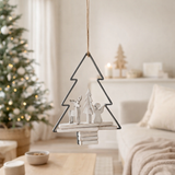 J-Line Suspension de Noël Sapin de Noël + Figurines - bois/métal - blanc en situation
