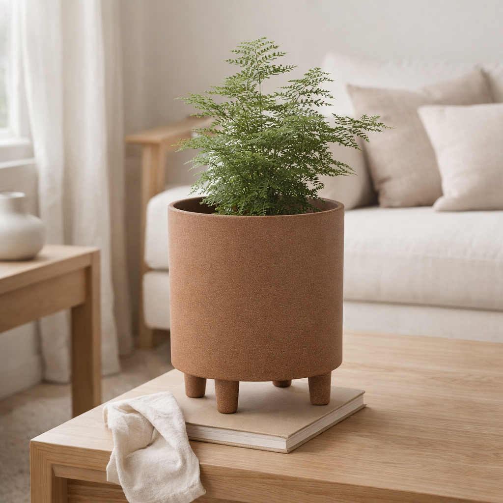 J -line Flowerpot Thibault - Céramique - Brown - Medium - Ø 20,5 cm en situation