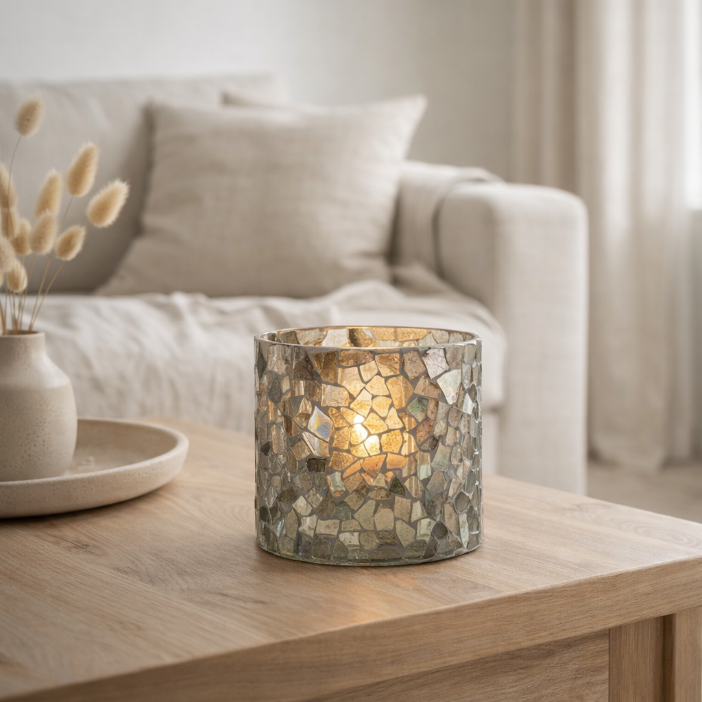 Lanterne J-Line Mosaic - verre - gris/vert - grande en situation